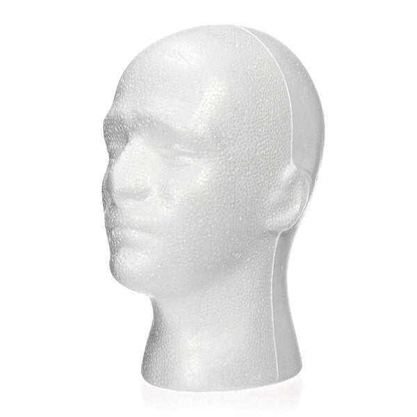 Male Foam Manikin Head Stand for Wig, Hat, Glasses Display Holder Model