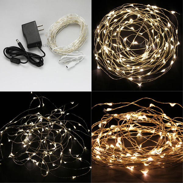 10M 100LED Copper Wire LED String Lights Lamp, Warm White/White, 12V