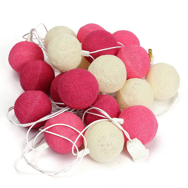 20 Cotton Ball Fairy String Lights for Party, Holiday, and Wedding Decor