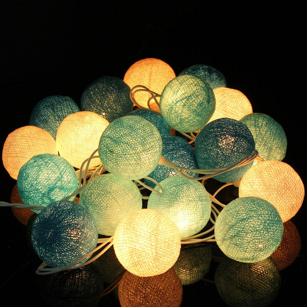 20 Cotton Ball Fairy String Lights for Party, Holiday, and Wedding Decor