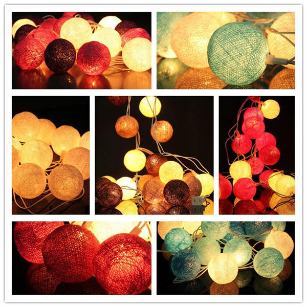 20 Cotton Ball Fairy String Lights for Party, Holiday, and Wedding Decor