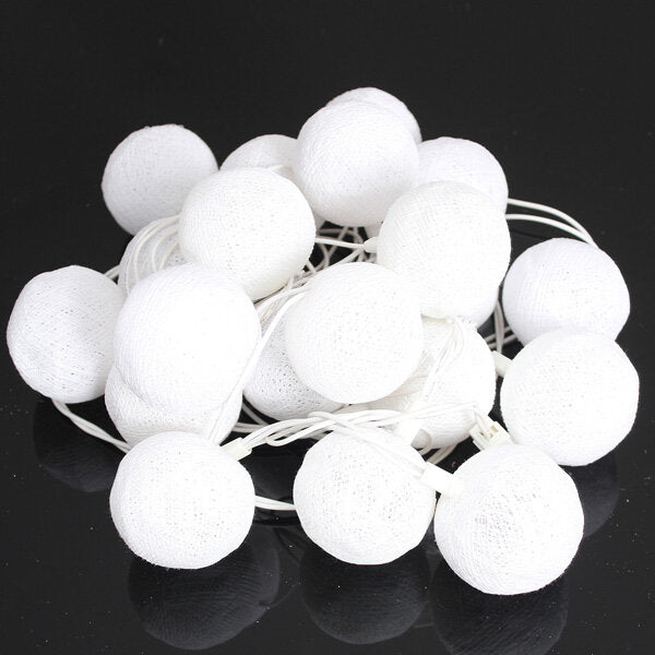 20 Cotton Ball Fairy String Lights for Party, Holiday, and Wedding Decor