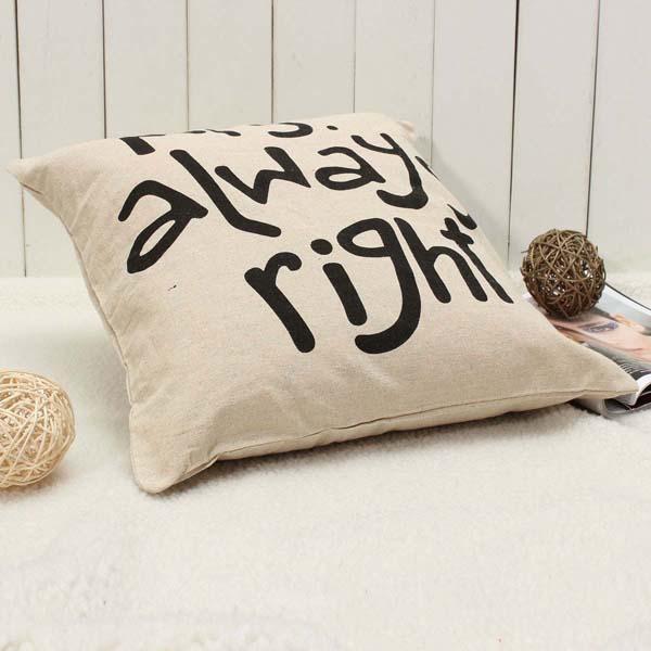 Creative Signature Cotton Linen Pillow Cover for Bed, Sofa, or Car