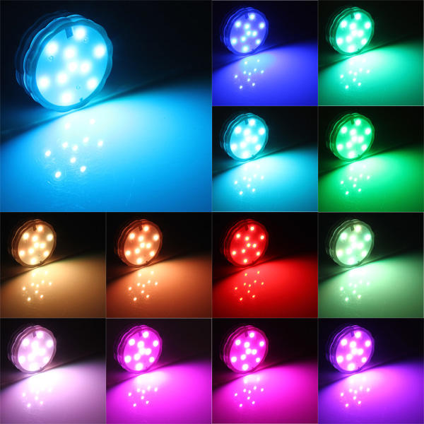 10 LED Waterproof Submersible Party Lights with Remote Control - Colorful and Bright