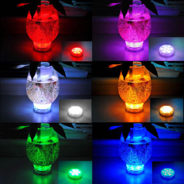 10 LED Waterproof Submersible Party Lights with Remote Control - Colorful and Bright