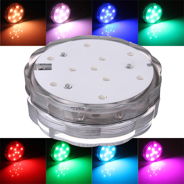 10 LED Waterproof Submersible Party Lights with Remote Control - Colorful and Bright