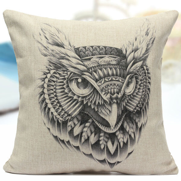 Cotton Linen Animal Pattern Throw Pillow Case for Sofa and Bed Cushion Cover