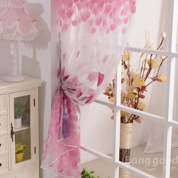 100x200cm Soft Tulle Tulip Flower Sheer Window Curtain for Home