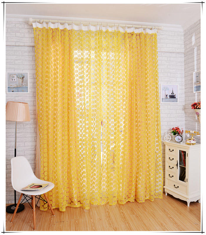 100x210cm Floral Voile Tulle Window Curtain Sheer Screen with Flower Print