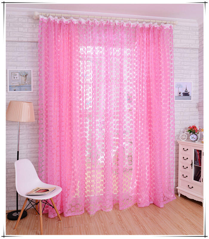 100x210cm Floral Voile Tulle Window Curtain Sheer Screen with Flower Print