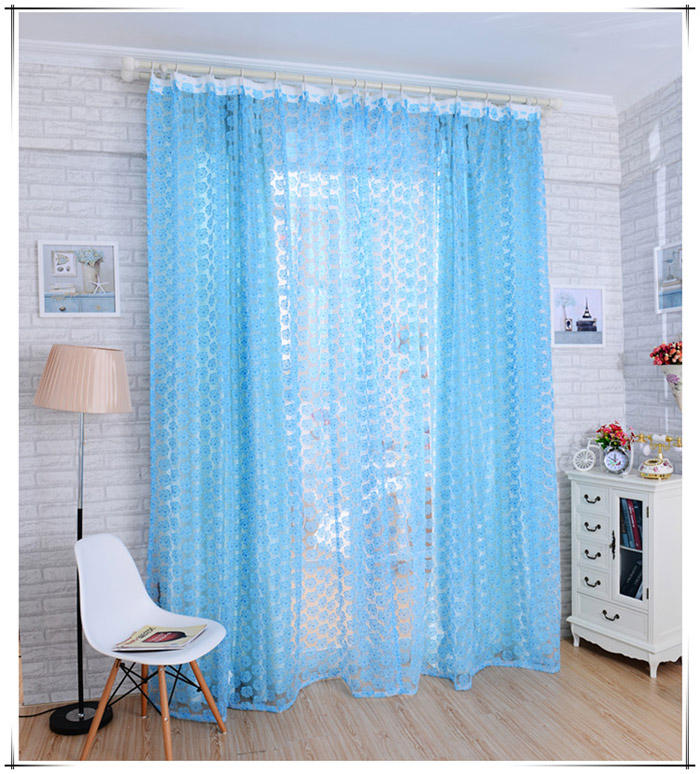 100x210cm Floral Voile Tulle Window Curtain Sheer Screen with Flower Print