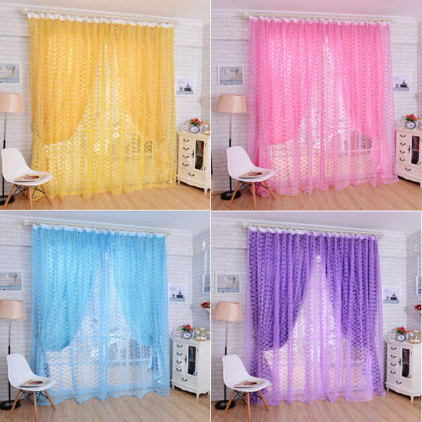 100x210cm Floral Voile Tulle Window Curtain Sheer Screen with Flower Print