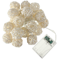 20 LED Rattan Ball String Lights - Colorful Fairy Lamps for Home, Garden, Wedding, Party, Xmas Decor