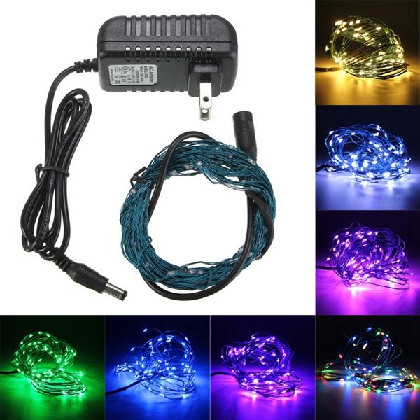 10m 100 LED String Fairy Lights with US Power Adapter, 12V DC for Xmas Decor, 33Ft