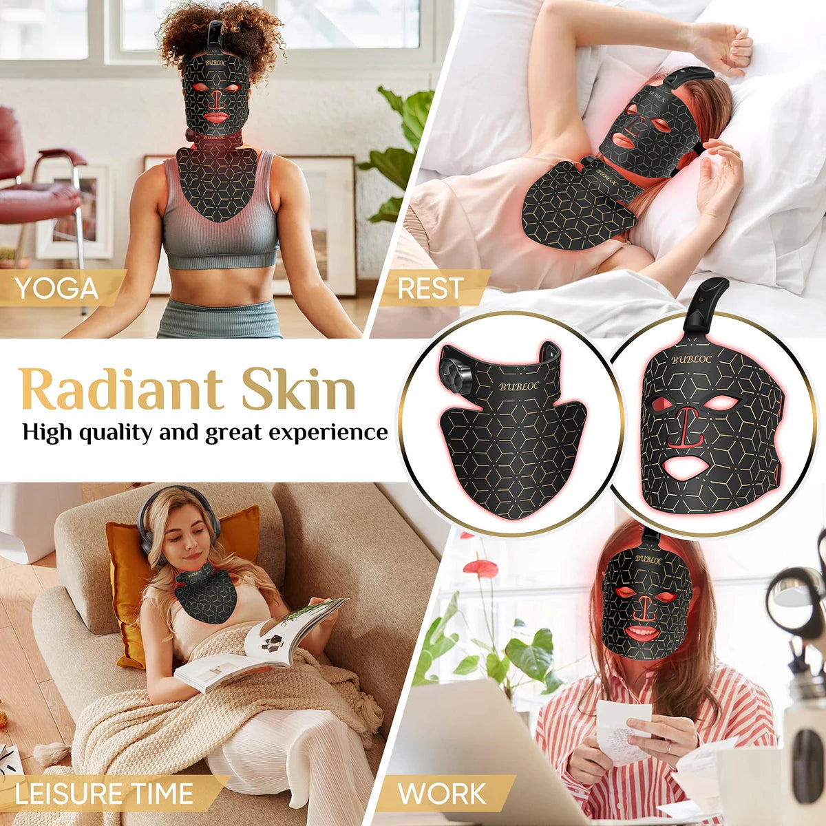 Portable Red & Near Infrared LED Silicone Face Mask - Anti-Aging, Skin Repair & Brightening for Home Use