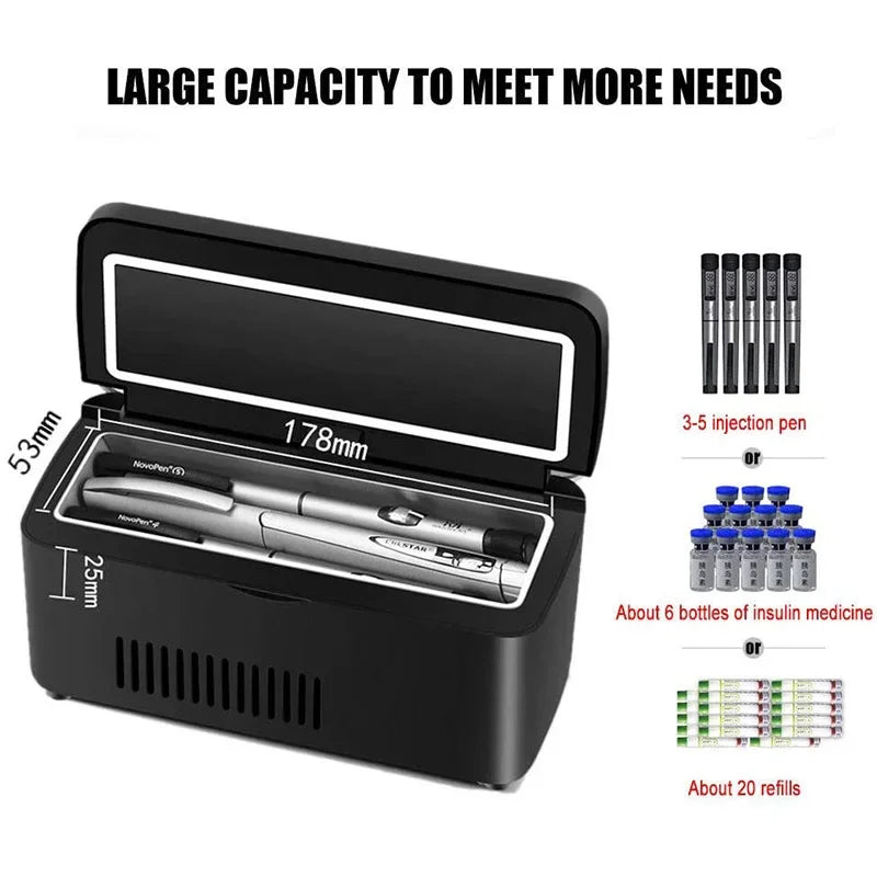 Portable Insulin Cooler Box | Travel Medicine Refrigerator | LCD Display for Diabetes & Serums