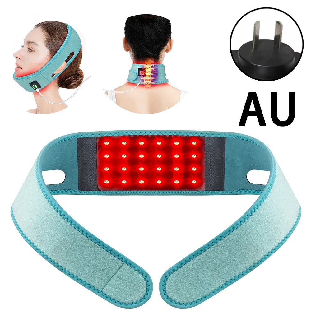 72 LEDs Red Light Therapy Neck Wrap, 660nm 850nm Infrared Chin Lifting Belt for Skin Firming & Neck Pain Relief