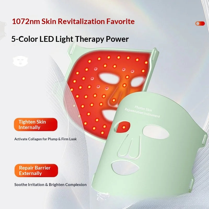 LED Spectrometer Infrared Light Therapy Mask - 3-Gear Photon Rejuvenation & Brightening Facial Instrument - USB Rechargeable for Home Use