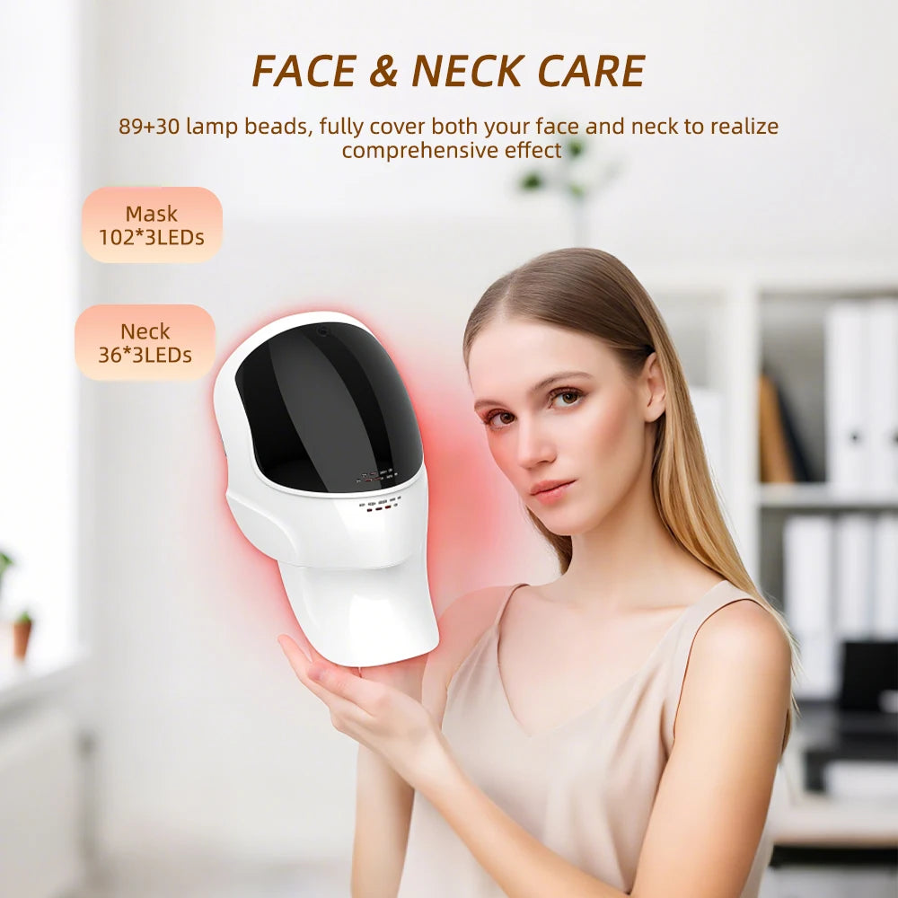 Wireless 7-Color LED Photon Therapy Face & Neck Mask - Rechargeable Facial Lifting & Skin Care Tool for Anti-Aging & Acne