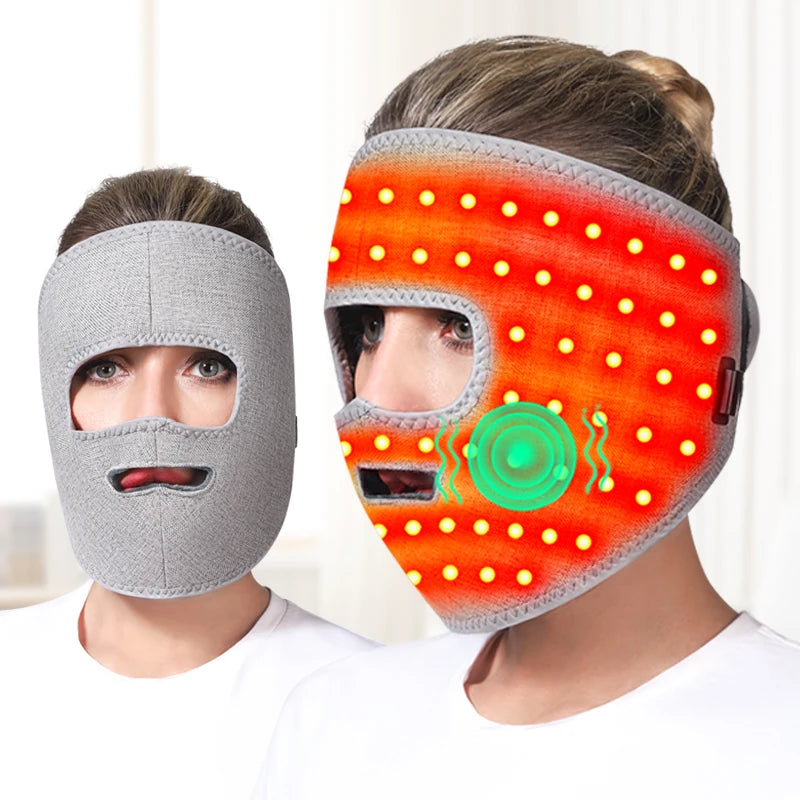 Electric Heated Facial Massager Mask - Red Light Therapy for Jaw Pain, Muscle Stiffness & Stress Relief - Anti-Fatigue Device