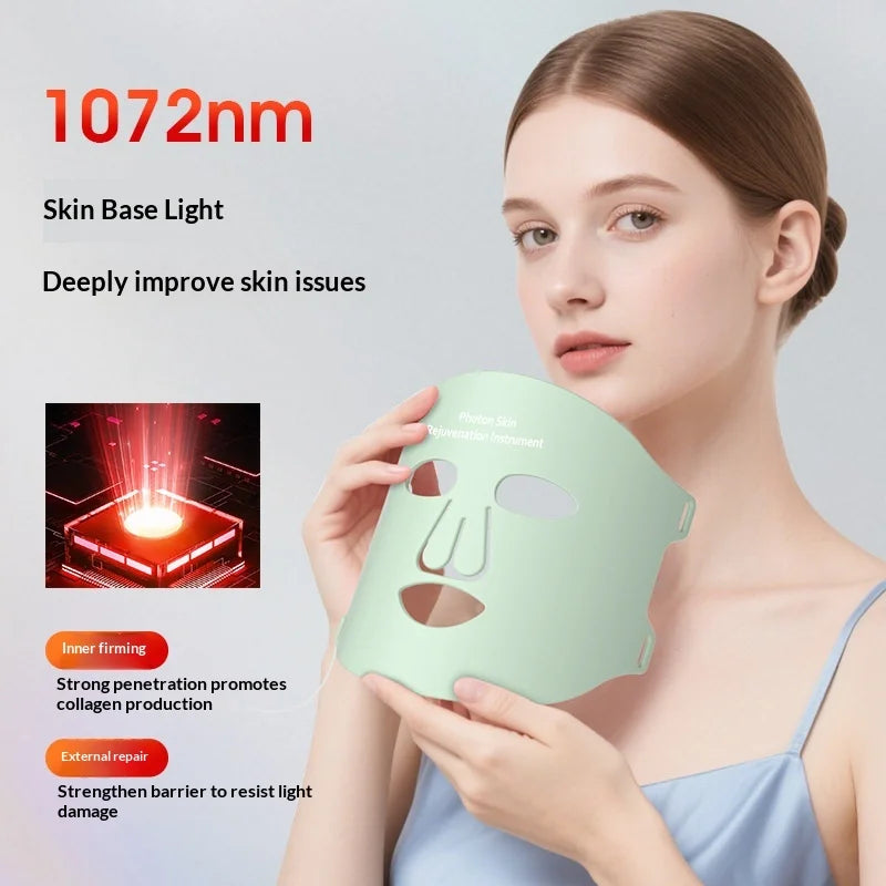 LED Spectrometer Infrared Light Therapy Mask - 3-Gear Photon Rejuvenation & Brightening Facial Instrument - USB Rechargeable for Home Use