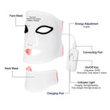 7-Color Silicone LED Face & Neck Therapy Mask - Professional Red Light Therapy for Skin Rejuvenation