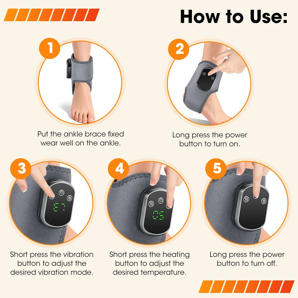 Cordless Red Light Therapy Ankle Massager, 40 Triple-Core 660nm LED Heat Wrap with Vibration for Ankle Pain Relief