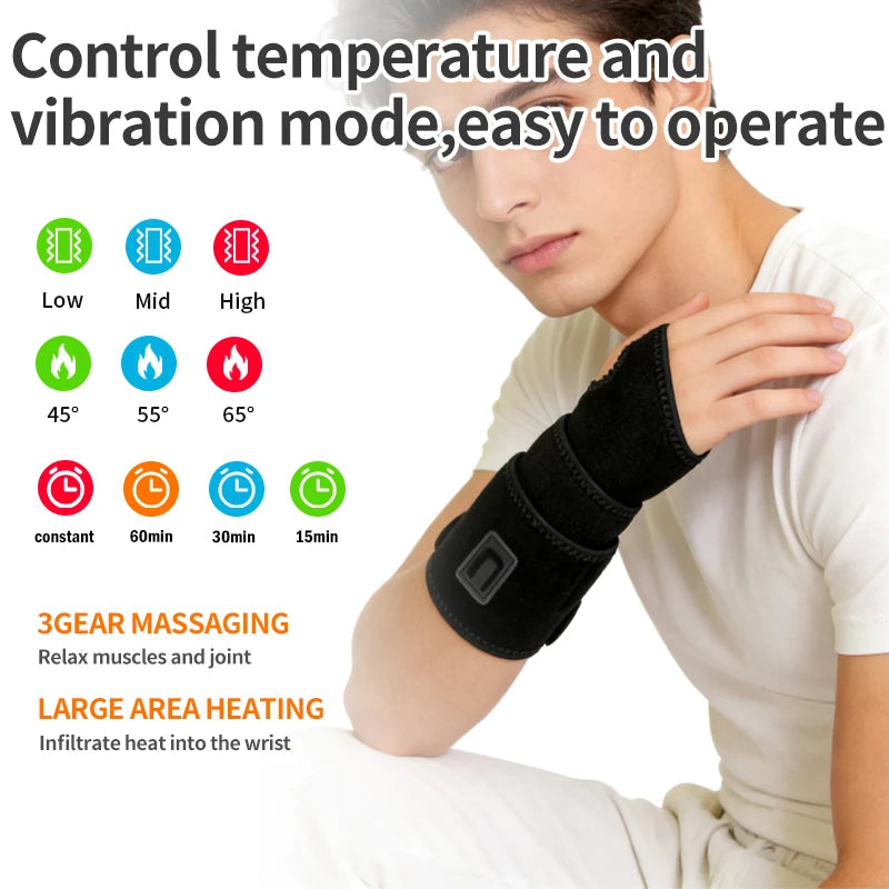 Red Light Therapy Wrist Strap, Heated Vibration Massage Wrap for Tenosynovitis Relief, 625nm Office Wrist & Ankle Care