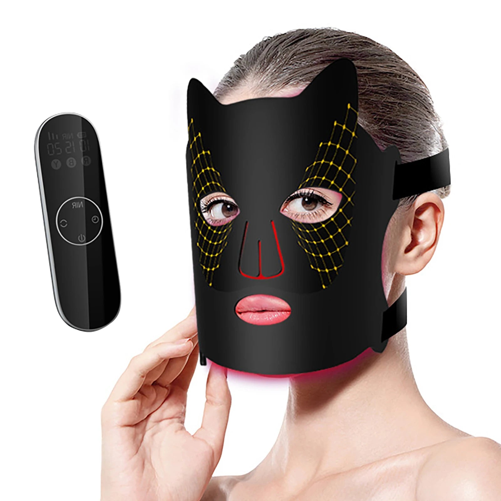 4-Color LED & Near Infrared Light Therapy Face Mask - 192 LEDs, Rechargeable with Timer - Anti-Aging & Balanced Skin for Home & Travel