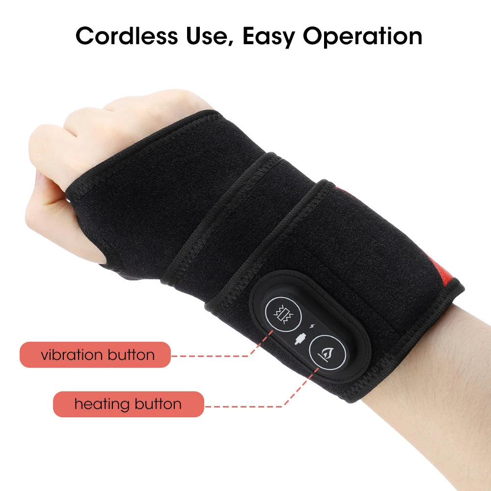 36 LED Red Light Therapy Wrist Wrap, Cordless Heated Vibration Massager for Carpal Tunnel, Arthritis & Joint Pain Relief
