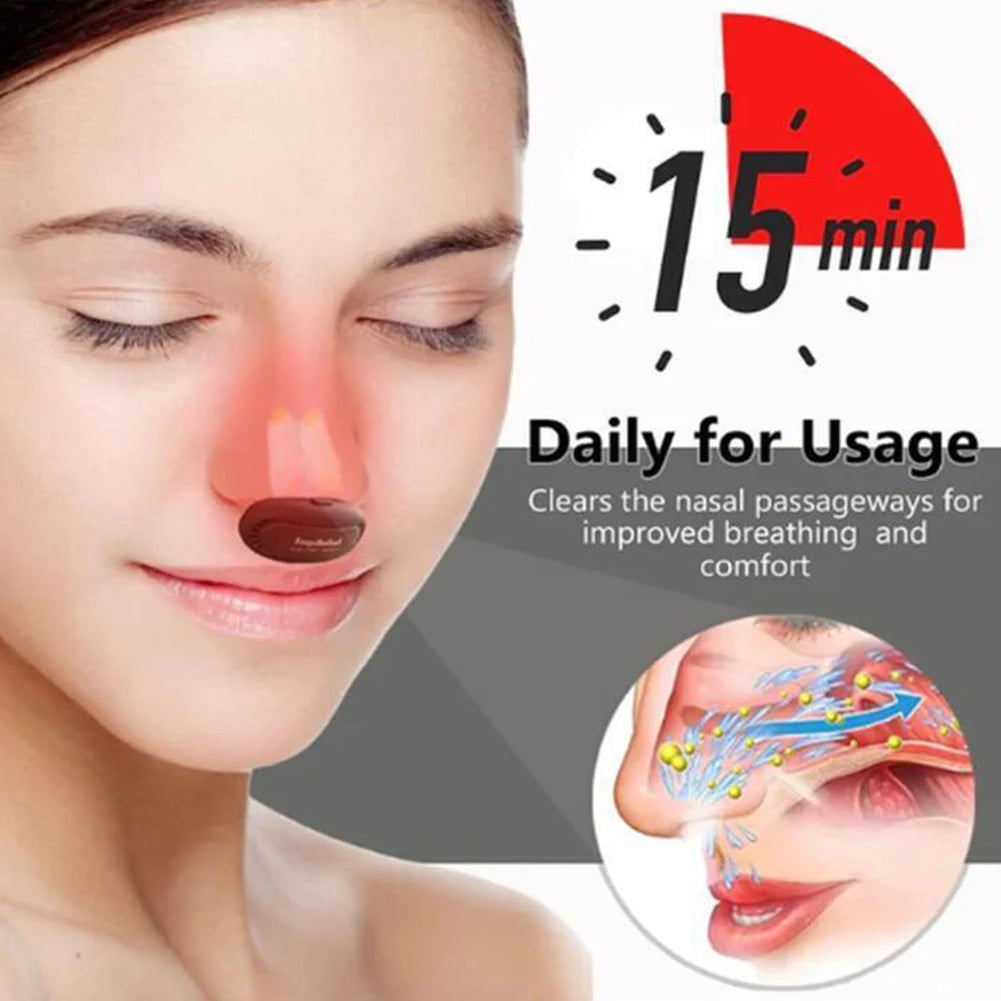 Cordless Red Light Nasal Therapy Device, Low Frequency Pulse Nose Massage for Rhinitis Relief, Sinusitis & Congestion