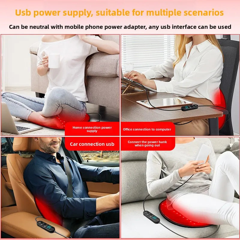3-in-1 Red Light Therapy Pad, 128 LEDs Infrared Heat Cushion for Foot Waist & Hip Pain Relief, Cordless & Rechargeable