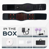 PEMF Infrared Waist Wrap Belt 24x140cm | Amethyst & 8 Crystal Gemstones | 54-LED Red Light 660nm/850nm | Heating Back Massage Belt
