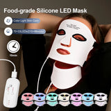 7-Color Wireless Silicone LED Mask for Face & Neck - 309 Light Beams Red Light Therapy for Anti-Aging