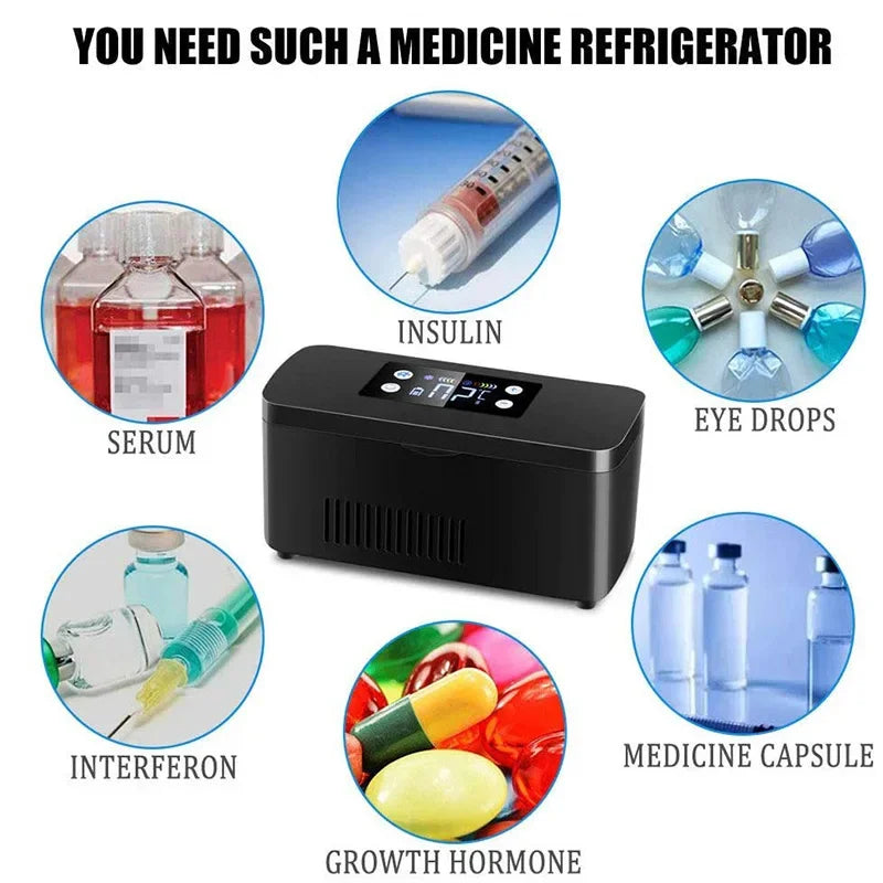 Portable Insulin Cooler Box | Travel Medicine Refrigerator | LCD Display for Diabetes & Serums
