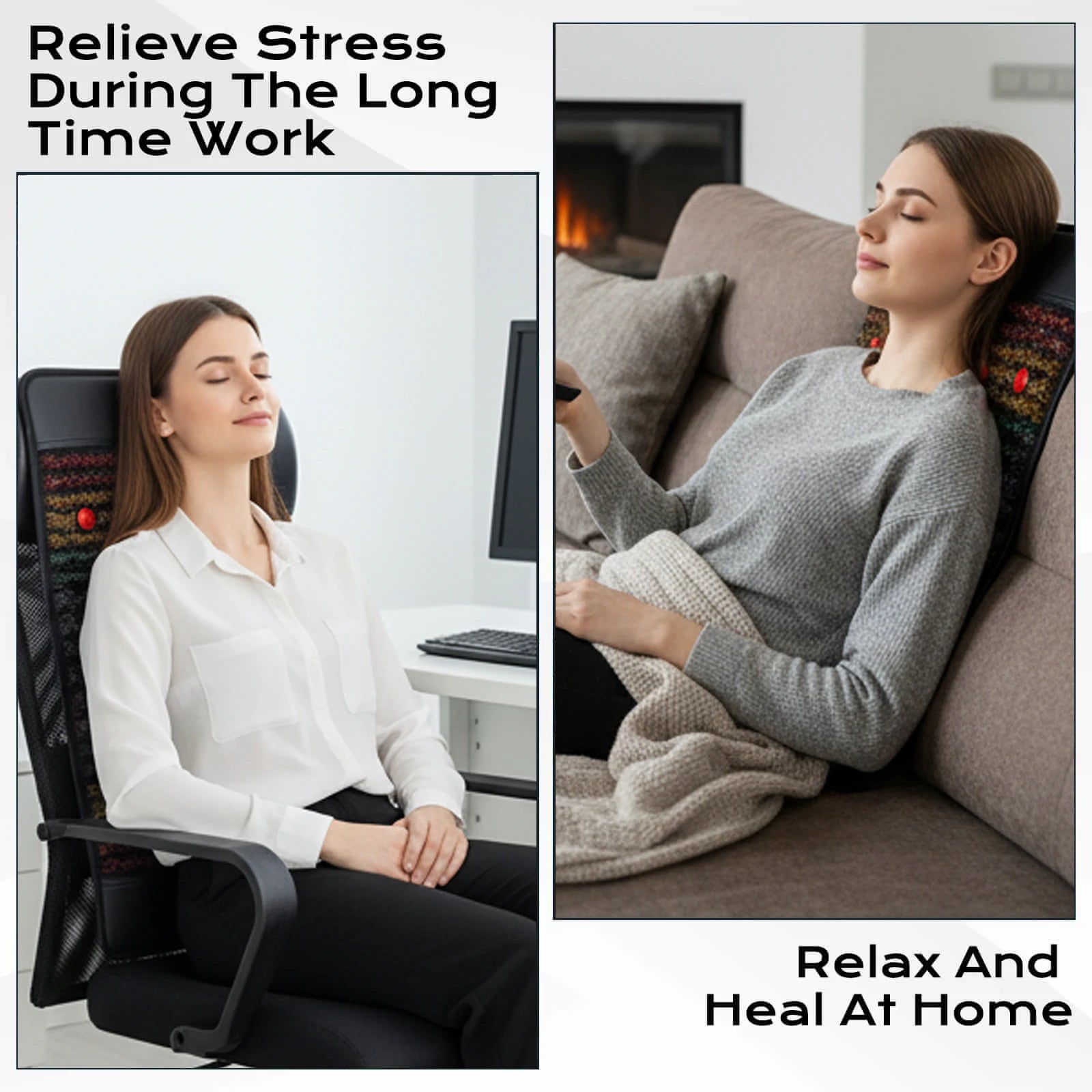 PEMF Infrared Therapy Back Cushion 47x85cm | 8 Crystal Gemstones | 36-LED Red Light 660nm/850nm | 2 PEMF Coils | Spine Pain Relief