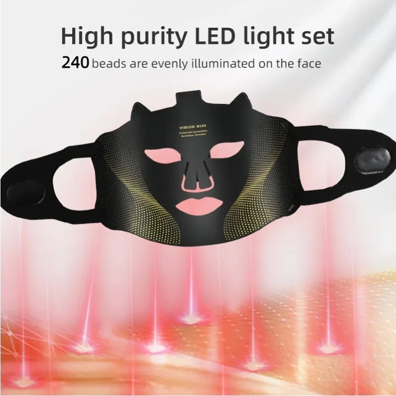 LED Cat-Ear Red Light Therapy Face Mask - Anti-Aging & Acne Treatment - Portable Photon Facial Skin Rejuvenation Tool