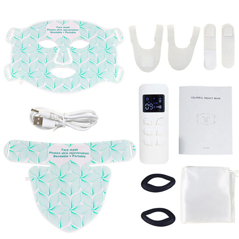 8-Color LED Face & Neck Light Therapy Mask - 480 Beams Red Light Therapy for Anti-Aging & Acne