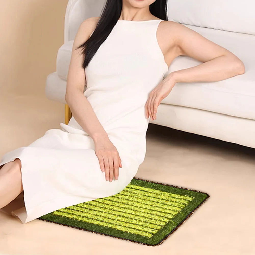 Natural Jade Cooling Seat Cushion 43x43cm | Office Chair & Car Seat Pad | Zero-Electricity Summer Cool Mat | Stone Needle Mineral Therapy