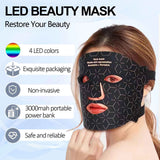 4 Modes Portable Led Face Mask Light Therapy for Anti-Aging Wrinkles Skin Rejuvenation Home Use Red Light Therapy Mask for Face
