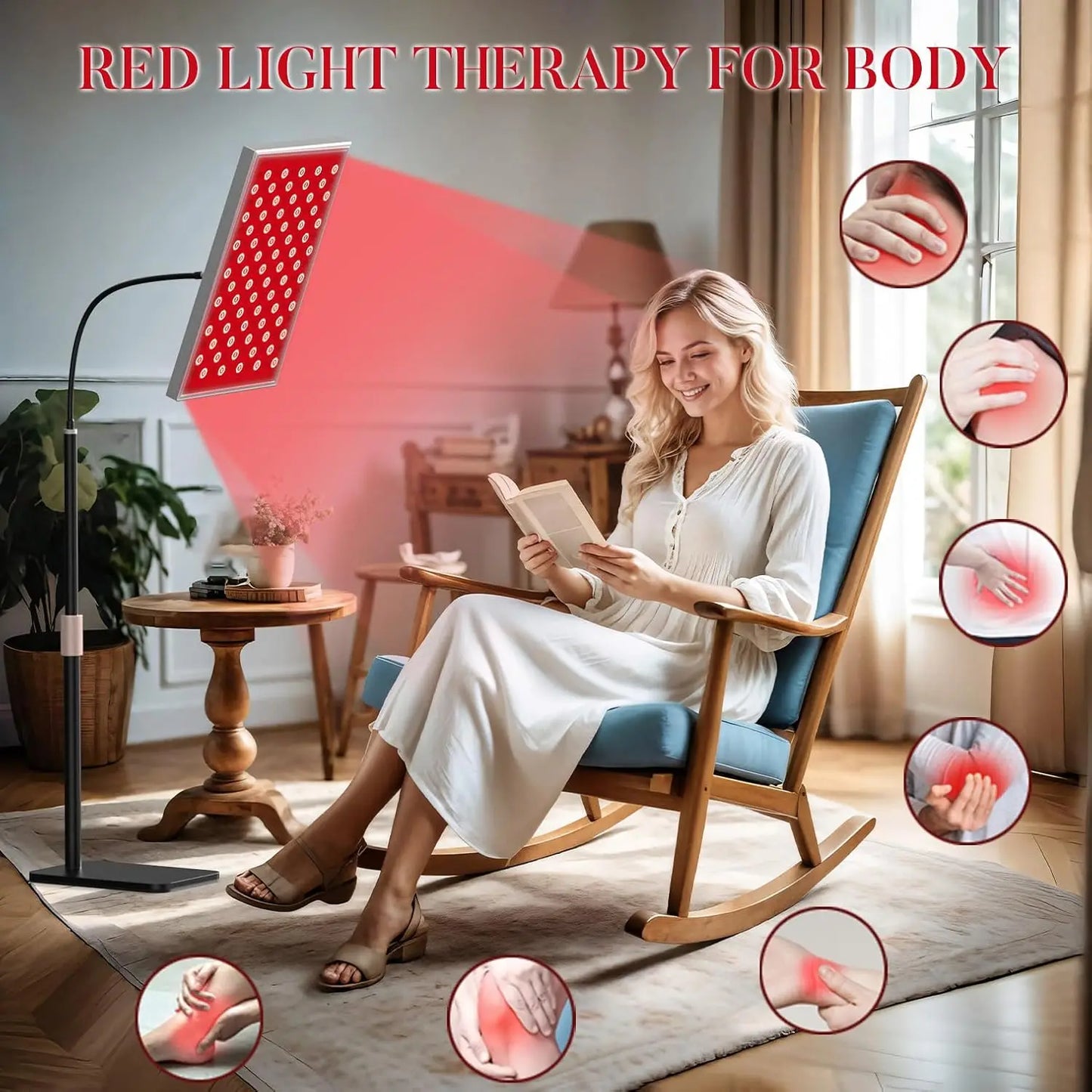 225 LEDs Red Light Therapy Panel, 660nm 850nm Infrared Lamp for Body Pain Relief, Weight Loss & Anti-Aging Skin Care