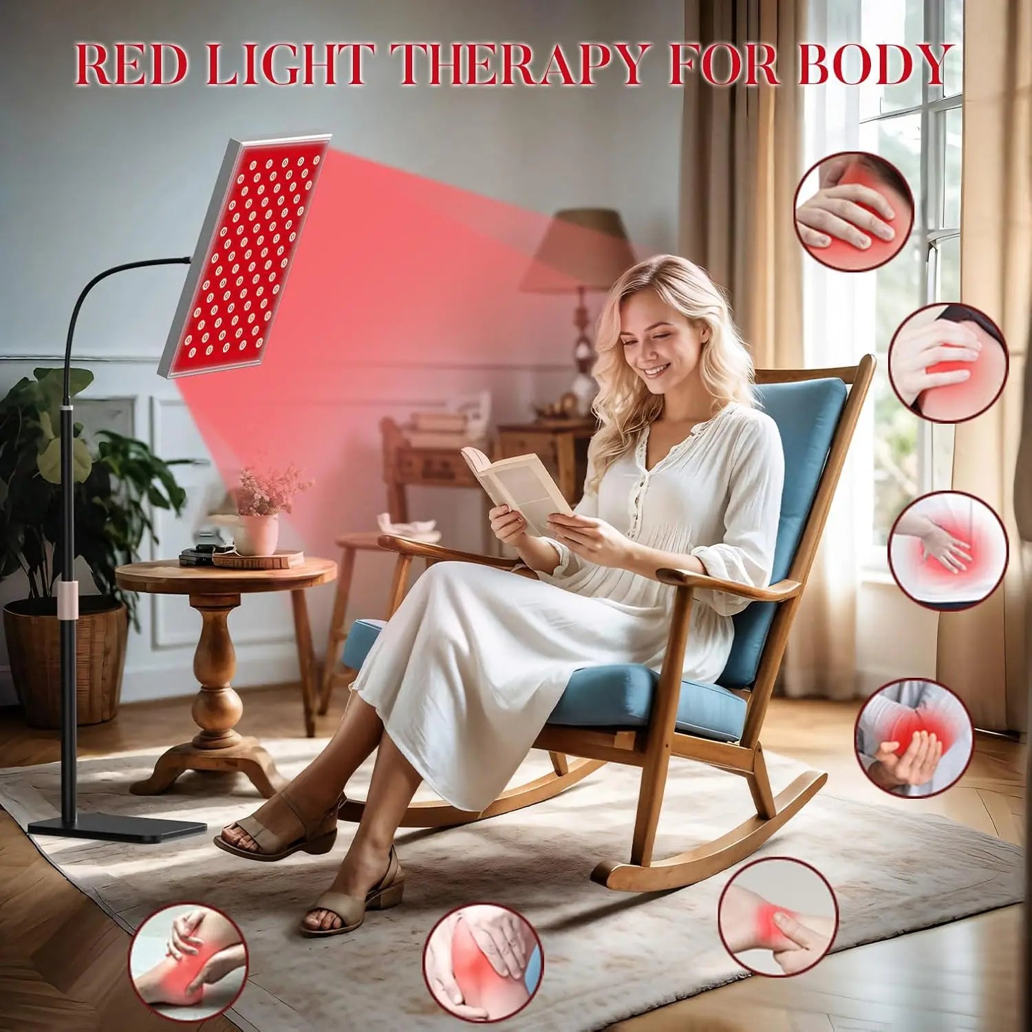 225 LEDs Red Light Therapy Panel, 660nm 850nm Infrared Lamp for Body Pain Relief, Weight Loss & Anti-Aging Skin Care