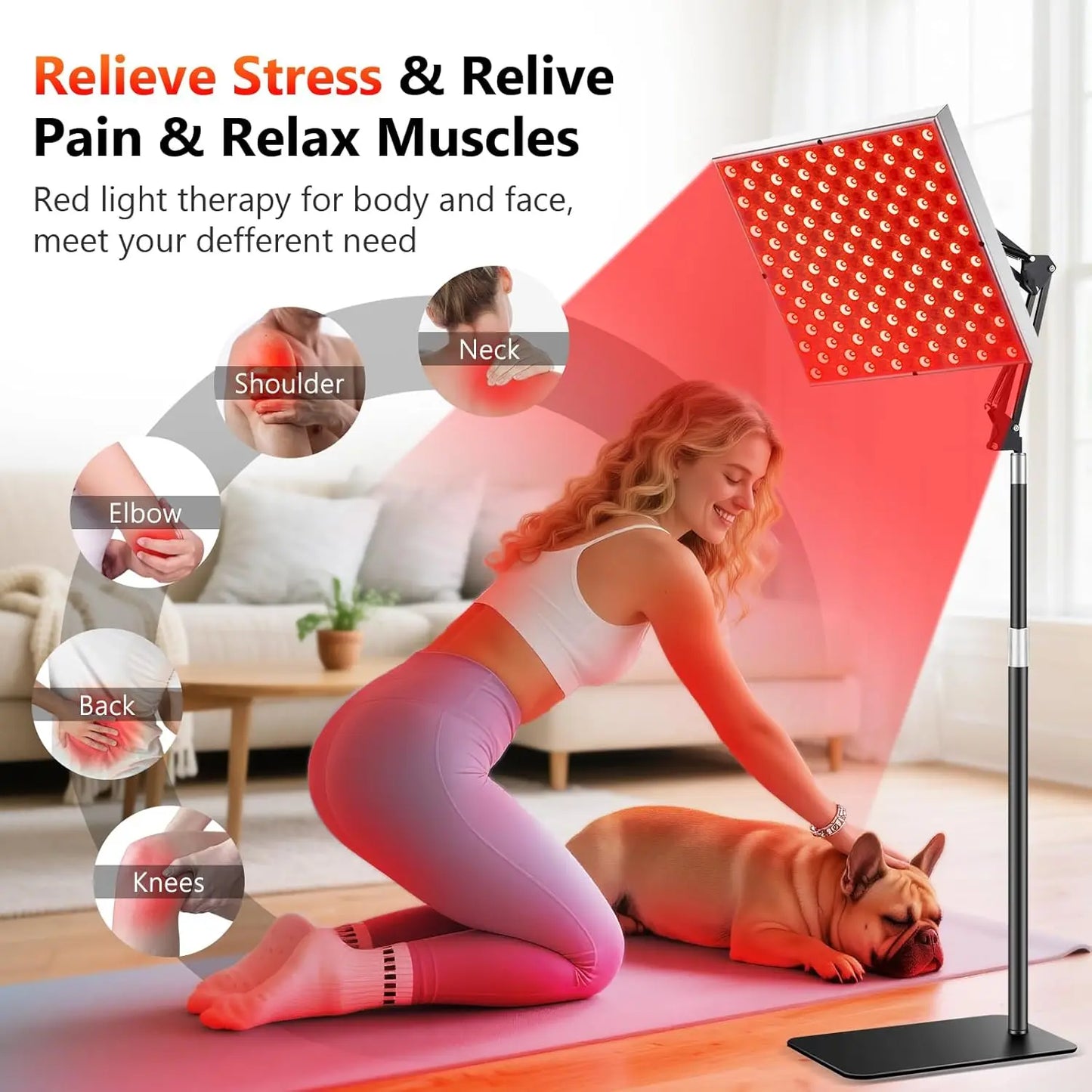 Upgraded 225 LEDs Red Light Therapy Panel, 660nm 850nm Infrared Lamp with Stand for Face & Body Pain Relief