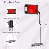 104 LEDs Red Light Therapy Lamp with Floor & Desktop Stands, 660nm 850nm Infrared Device for Face & Full Body Relief