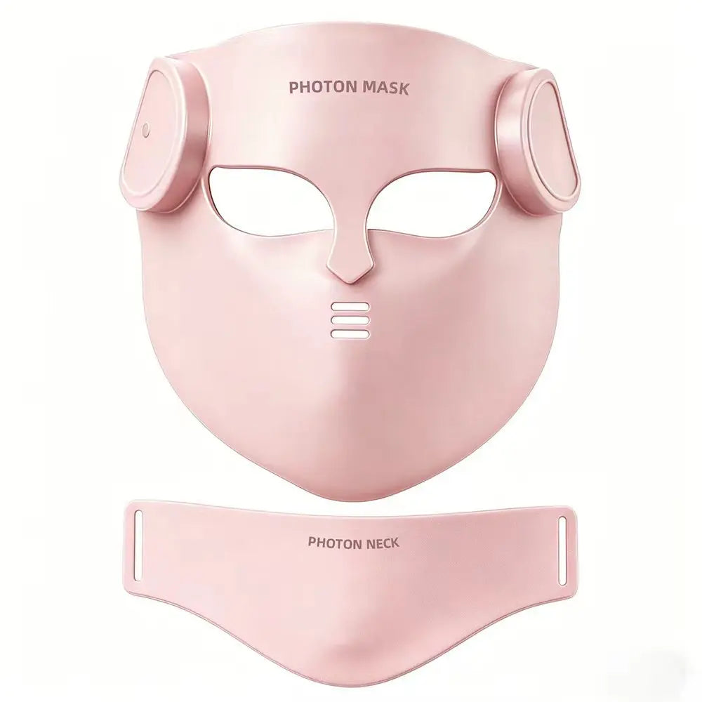 8-Color LED & Near Infrared Light Therapy Face & Neck Mask - Silicone Anti-Aging, Acne & Wrinkle Reduction Device
