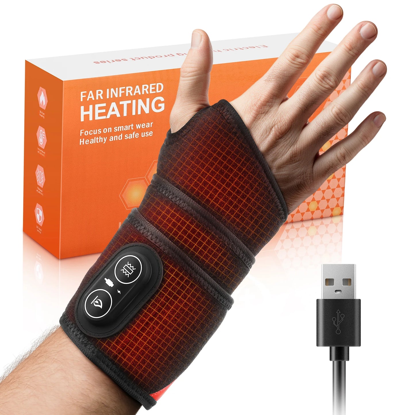 Cordless Red Light Therapy Wrist Wrap, 36 LEDs 660nm 850nm Infrared Heated Massager for Arm Knee Pain Relief (3000mAh)