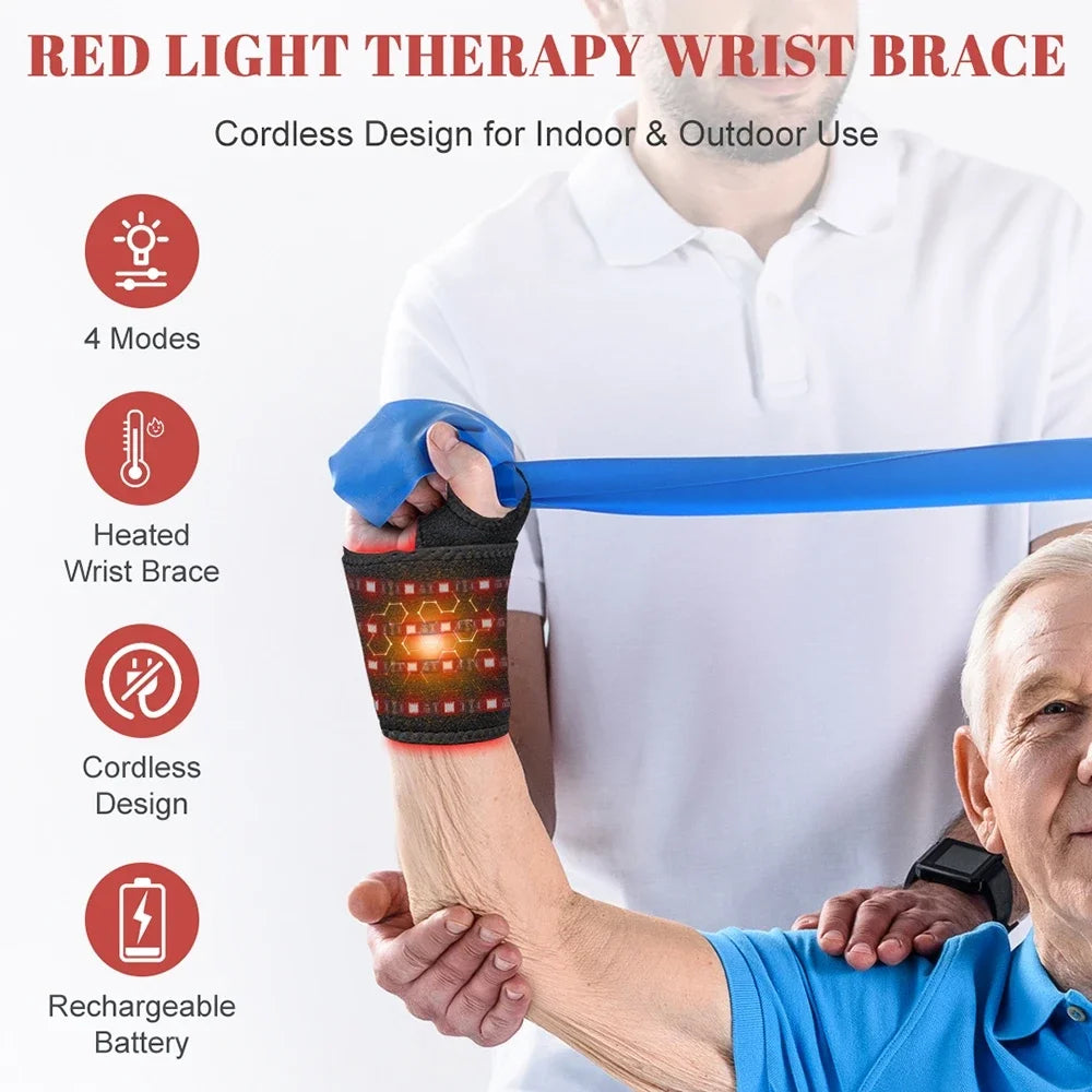 Wireless Red Light Therapy Wrist Strap, 660nm 850nm Infrared Wrap for Pain Relief, Tenosynovitis & Ankle Care (48 LEDs)