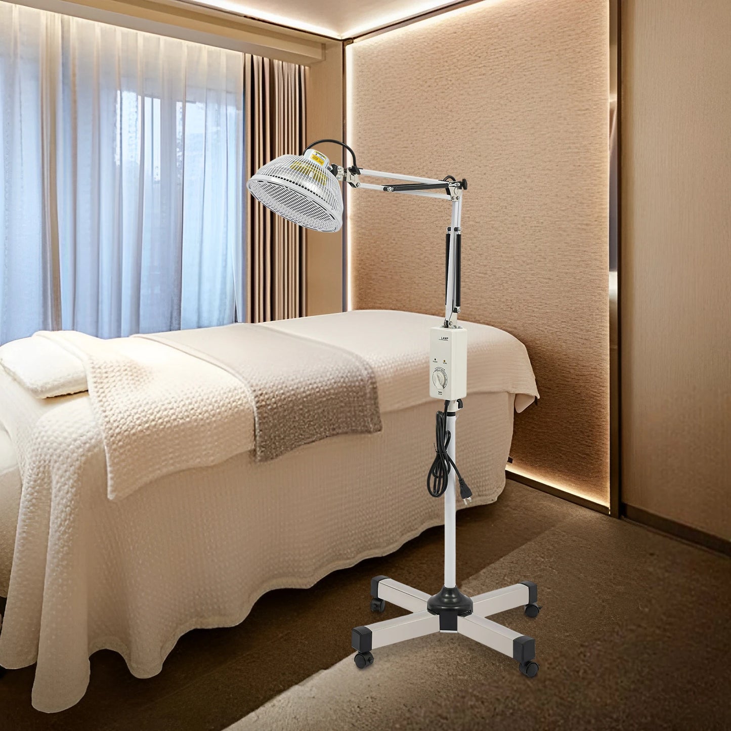 250W TDP Infrared Mineral Heat Lamp, Adjustable Height Acupuncture Therapy Light with 360° Rotating Head & Timer