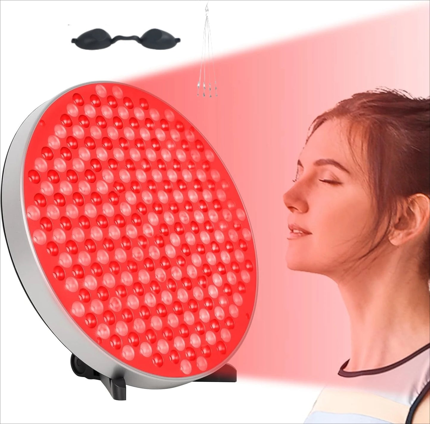 Round Red Light Therapy Lamp with Stand, 660nm 850nm Near Infrared LED Panel for Face Body Skin Care & Muscle Pain Relief