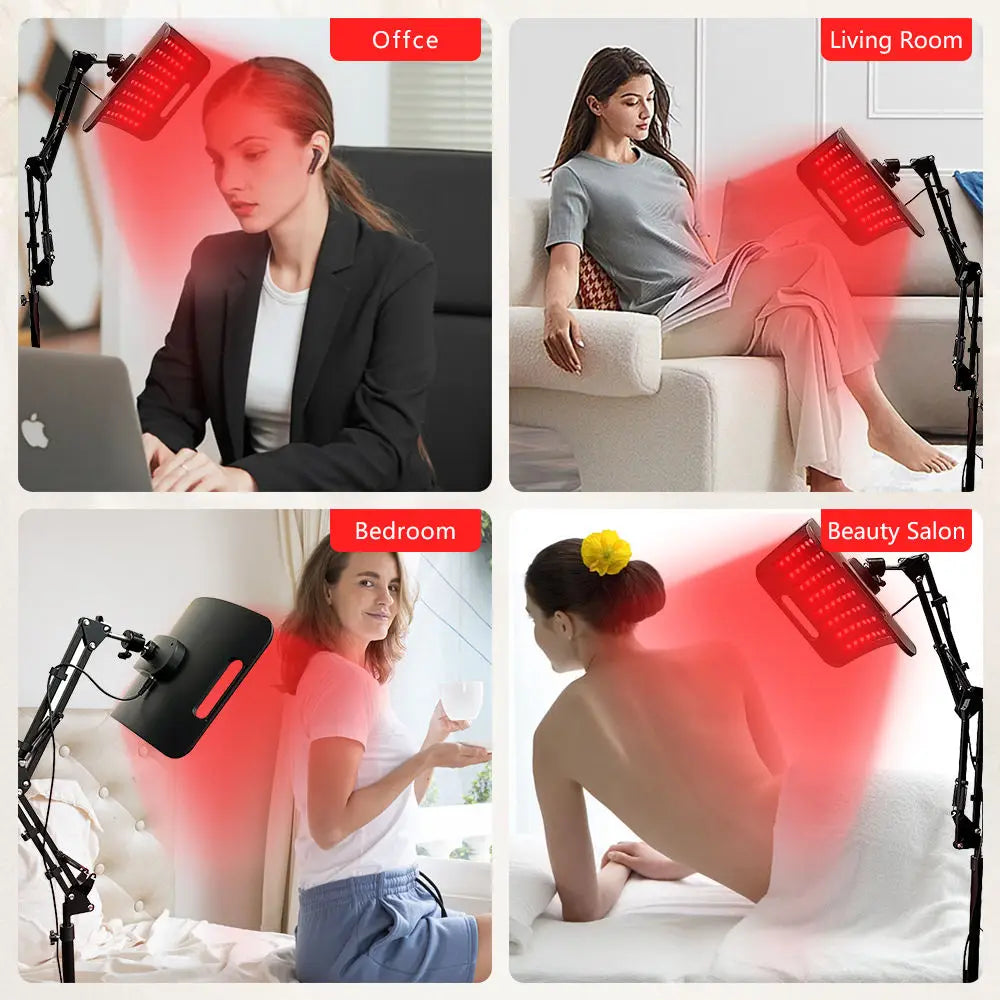 104 LEDs Red Light Therapy Lamp with Floor & Desktop Stands, 660nm 850nm Infrared Device for Face & Full Body Relief